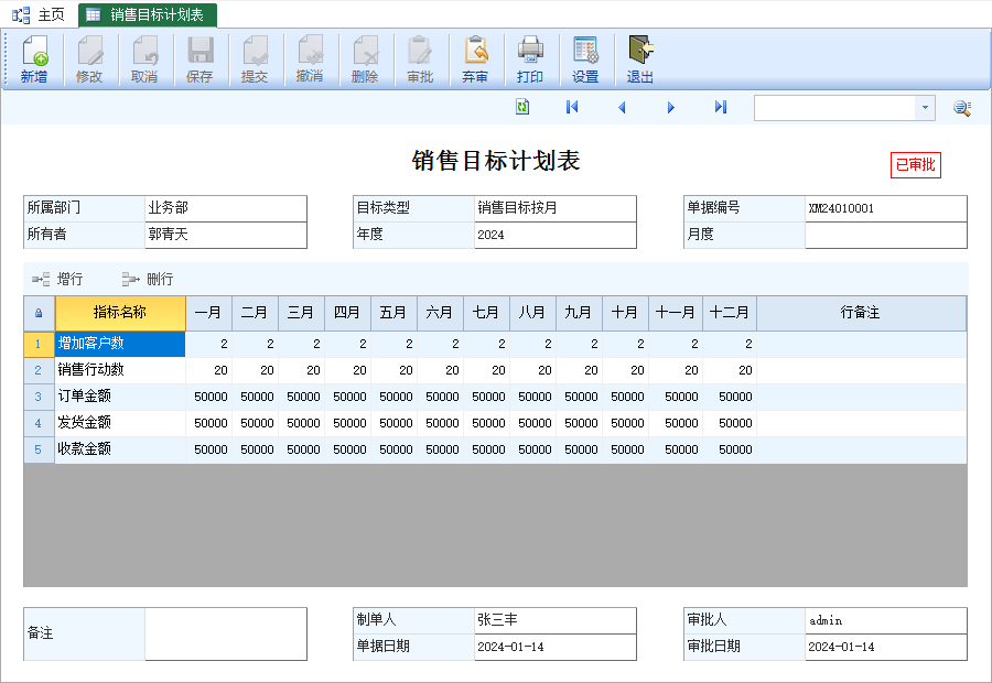 销售目标计划表-云上网